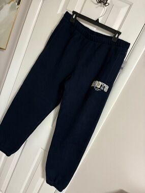 Roots Navy Blue Sweatpants with Plaid Logo